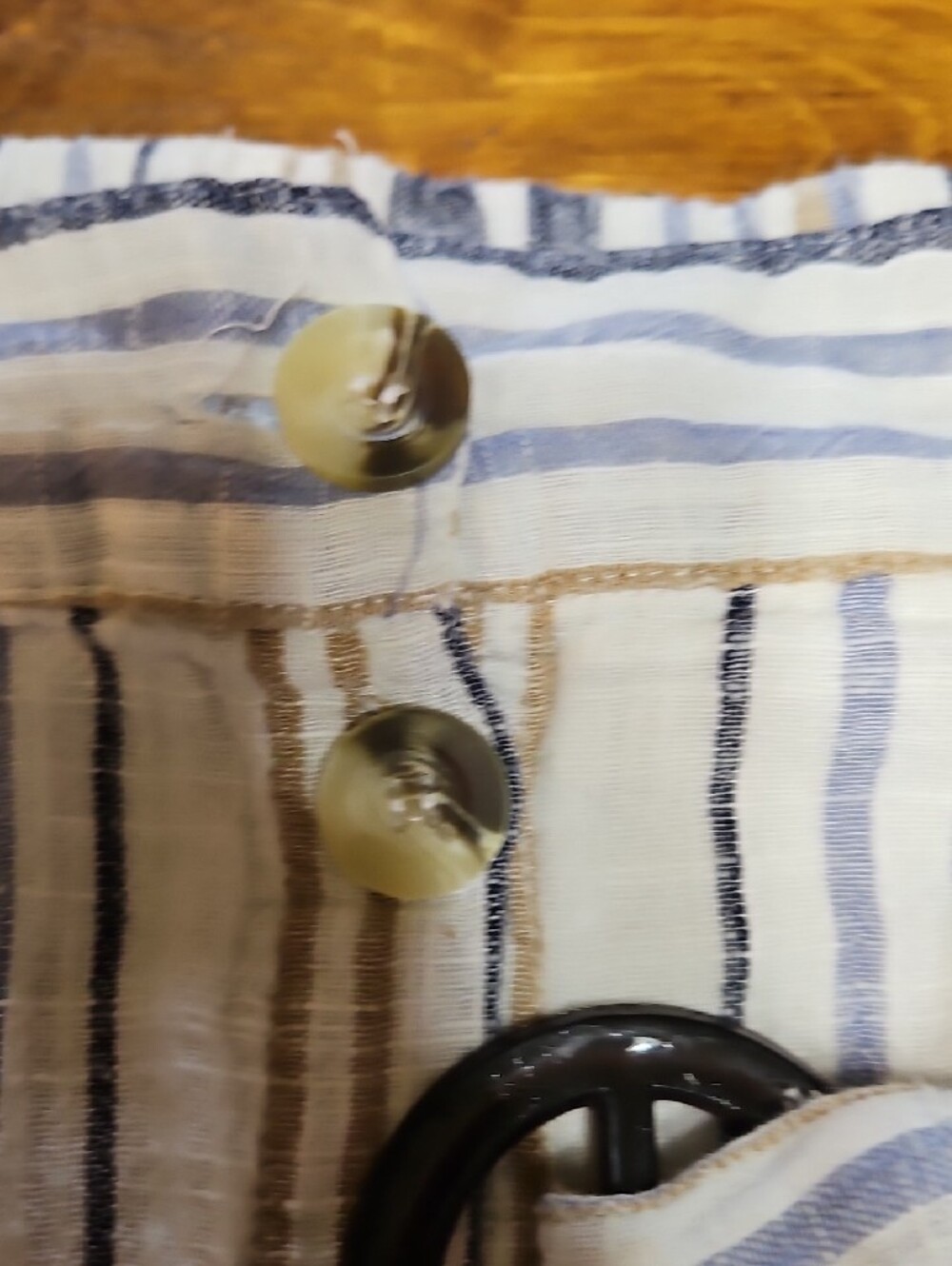 Striped Button-Front Midi Skirt in Blue, White & Tan - Picture 3 of 8